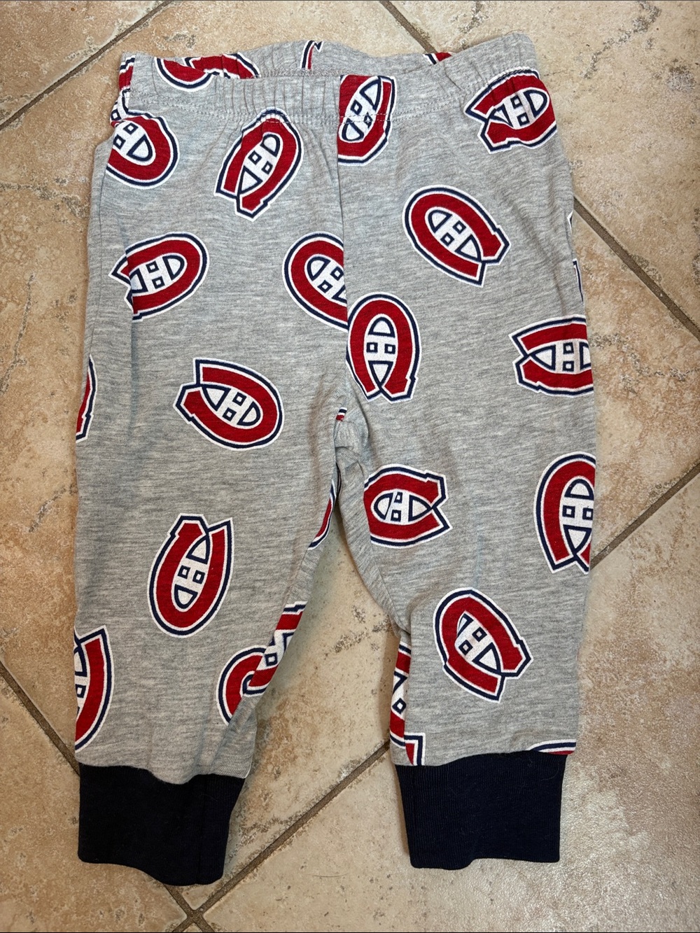 NHL Grey Sweatpants with Red & Navy Logo Pattern